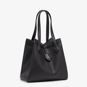 FENDI Convertible Black Pebbled Leather Tote Handbag for Women