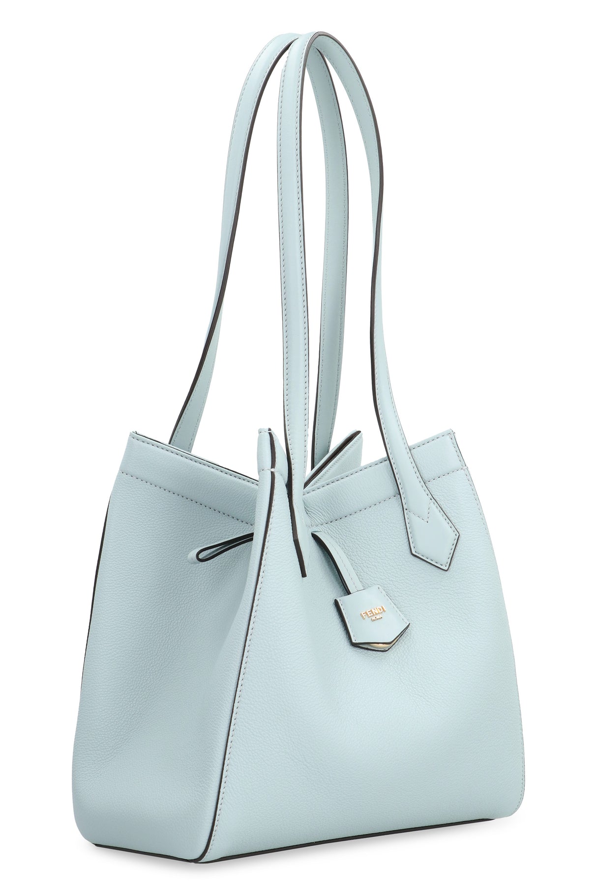 FENDI Light Blue Origami Pebbled Leather Tote Handbag for Women - SS24