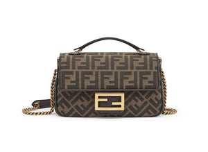 FENDI Elegant Jacquard Mini Baguette with Chain Detail