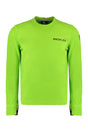 MONCLER GRENOBLE Men's Green Fleece Sweatshirt with Contrasting Color Logo and Thumbhole Cuff