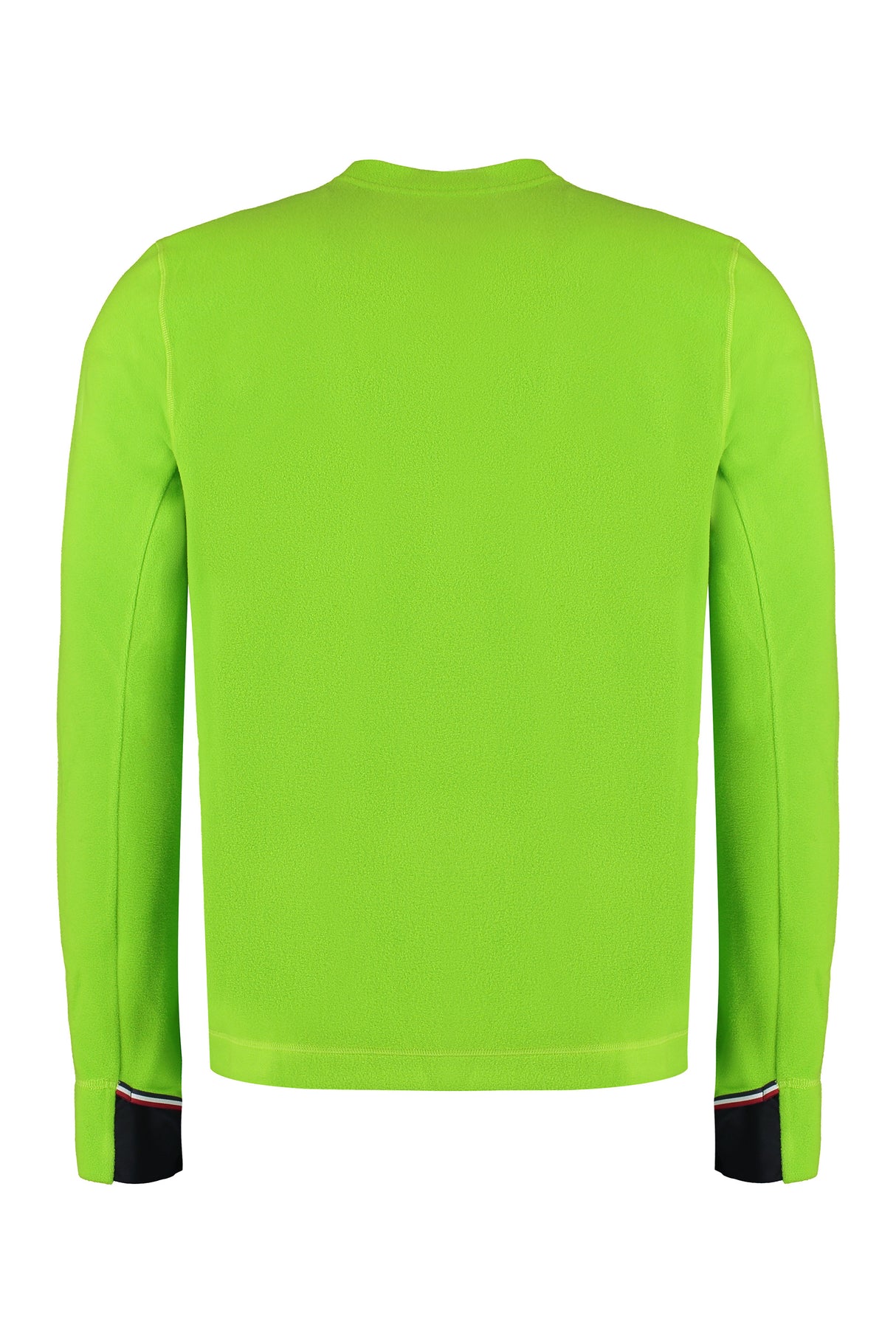 MONCLER GRENOBLE Men's Green Fleece Sweatshirt with Contrasting Color Logo and Thumbhole Cuff