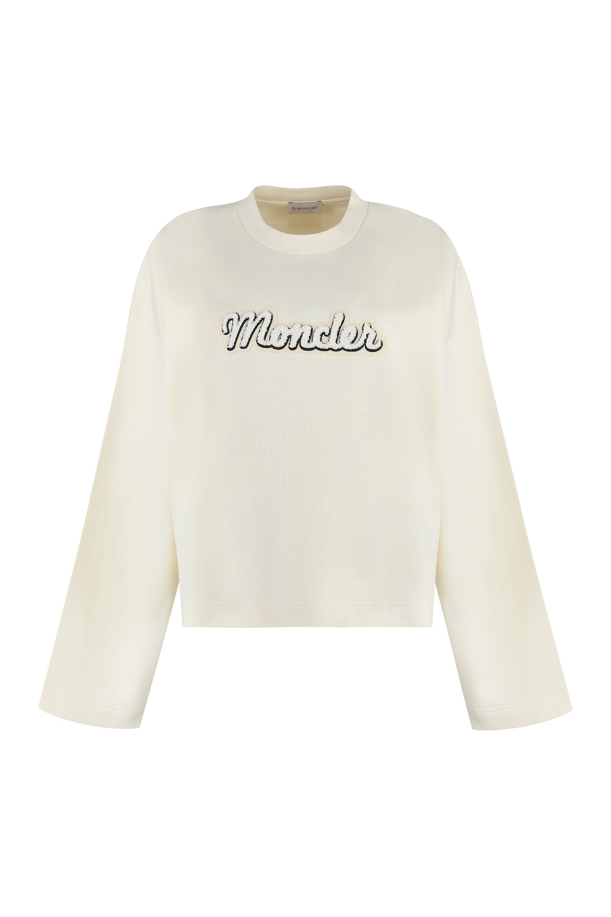 MONCLER White Logo Detail Cotton Sweatshirt for Women