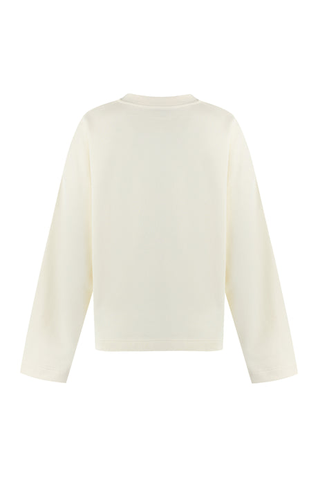 MONCLER White Logo Detail Cotton Sweatshirt for Women