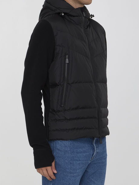 MONCLER Men's Black Zipped Cardigan with Adjustable Features