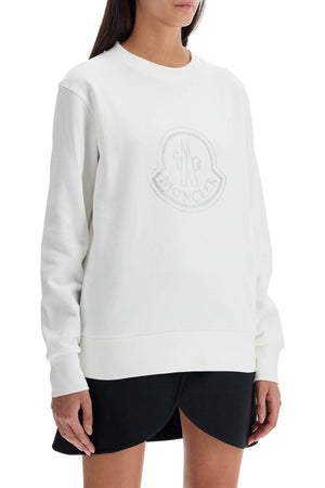 MONCLER Rhinestone Logo Crew Neck Sweatshirt - Relaxed Fit XS