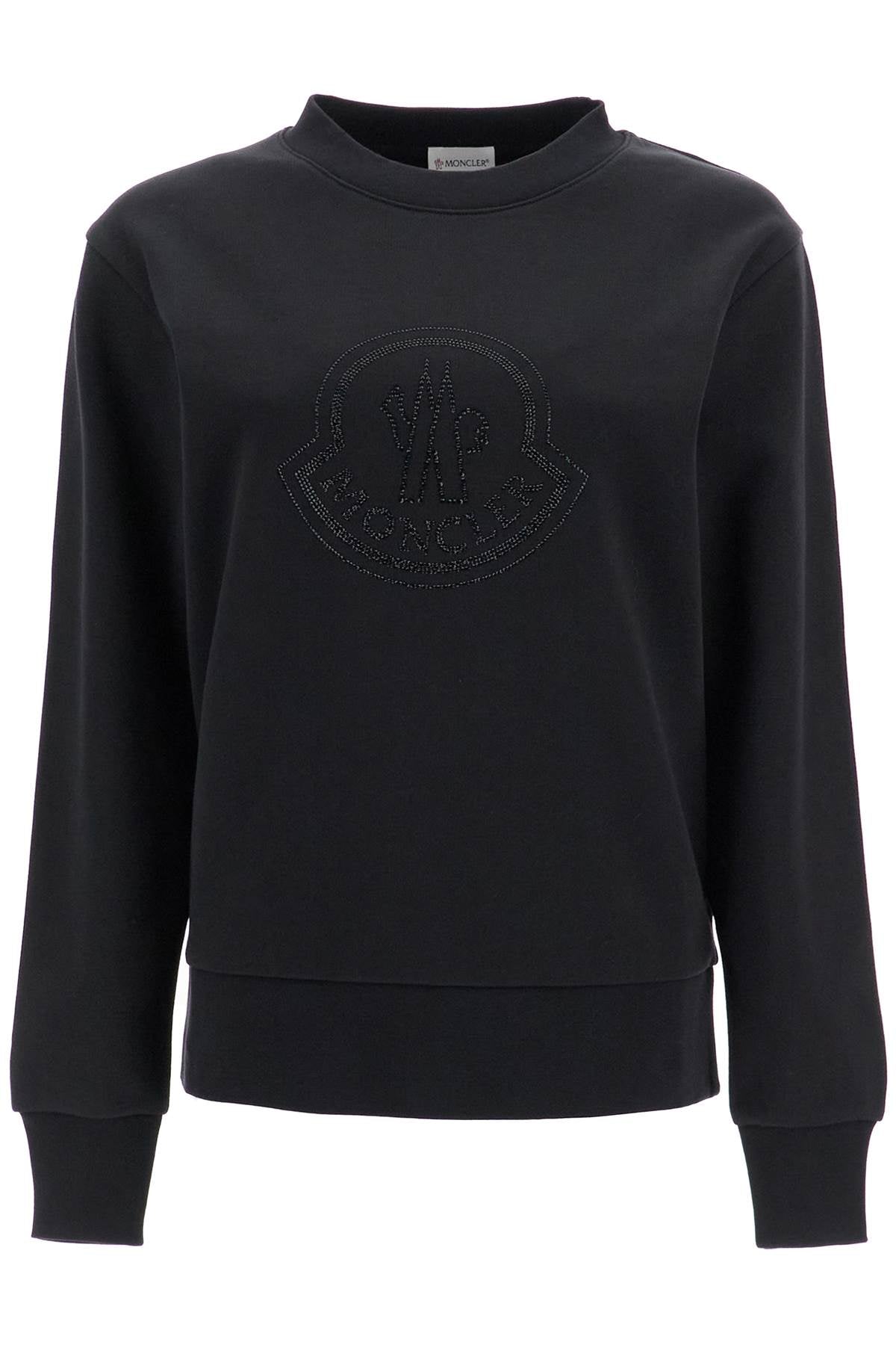 MONCLER Rhinestone Logo Crew Neck Sweatshirt - Relaxed Fit XS