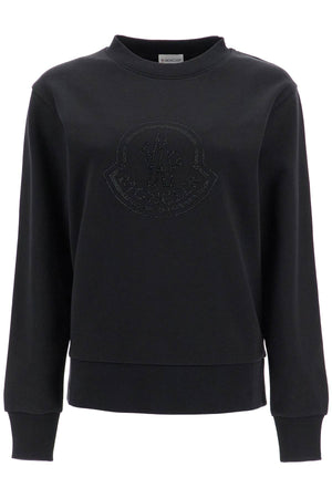 MONCLER Rhinestone Logo Crew Neck Sweatshirt - Relaxed Fit XS