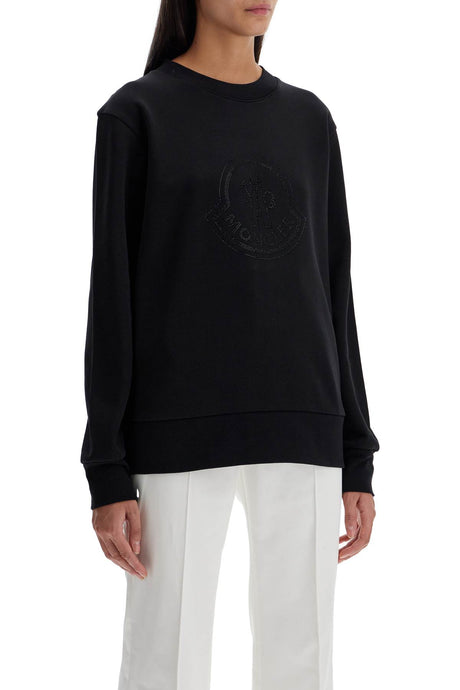 MONCLER Rhinestone Logo Crew Neck Sweatshirt - Relaxed Fit XS