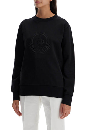 MONCLER Rhinestone Logo Crew Neck Sweatshirt - Relaxed Fit XS