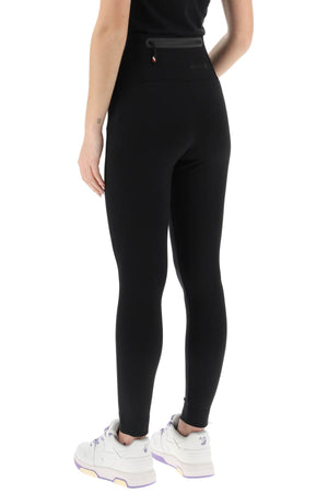 MONCLER GRENOBLE High-Performance Black Leggings with Knee Inserts