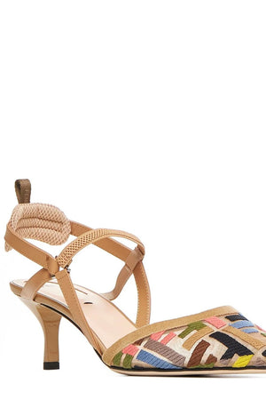 FENDI Chic Slingback Pumps in Nude Multi