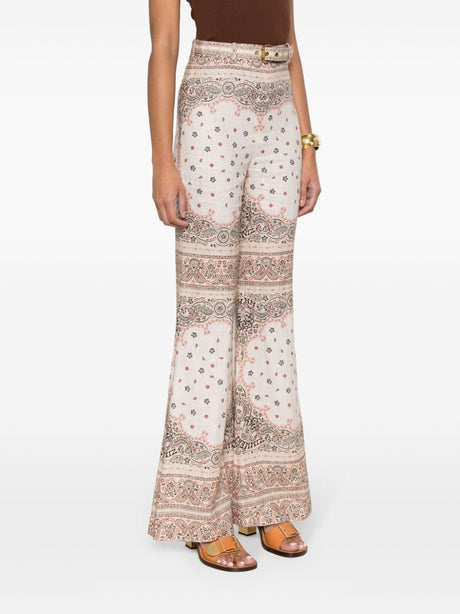 ZIMMERMANN Creambanda Estames Camal Broad Pants for Women