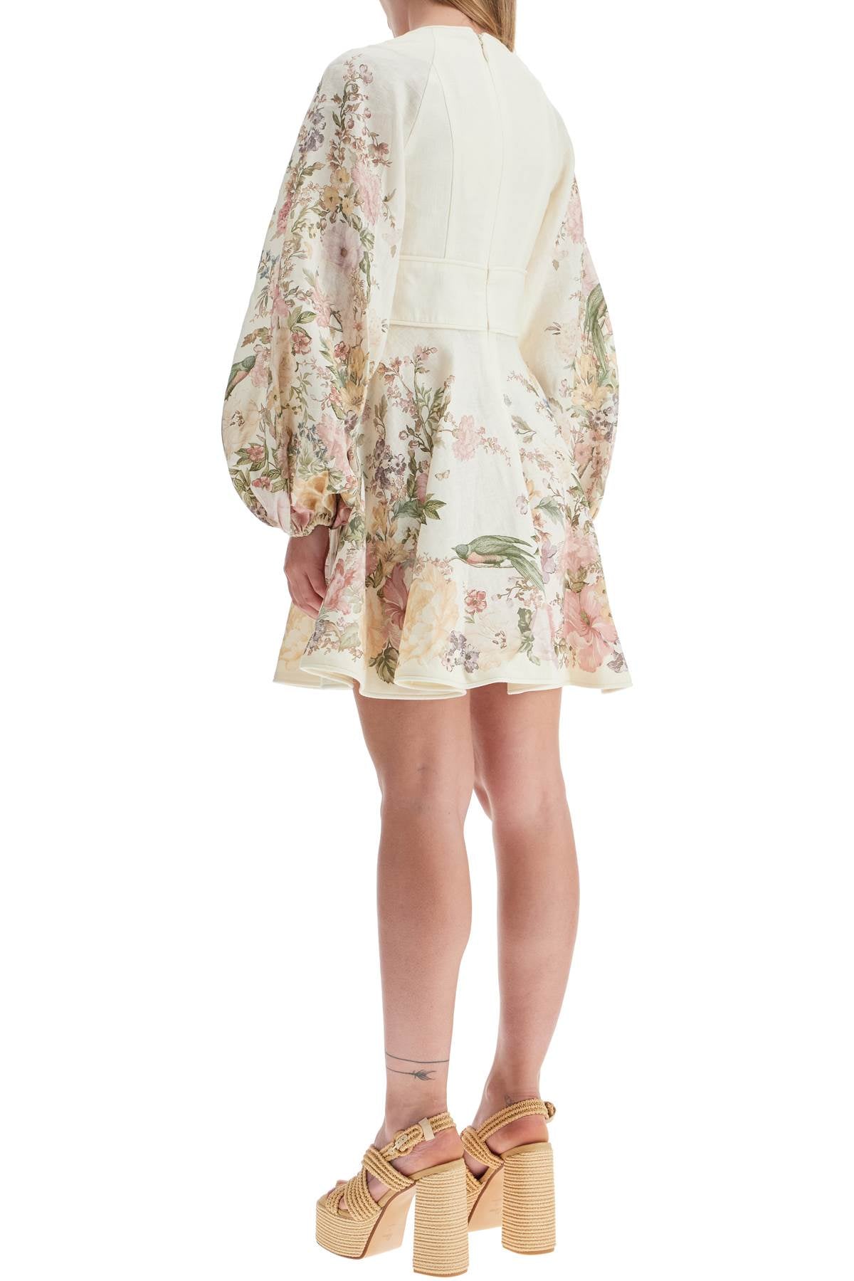 ZIMMERMANN Elegant Plunge Mini Dress with Oriental Flair