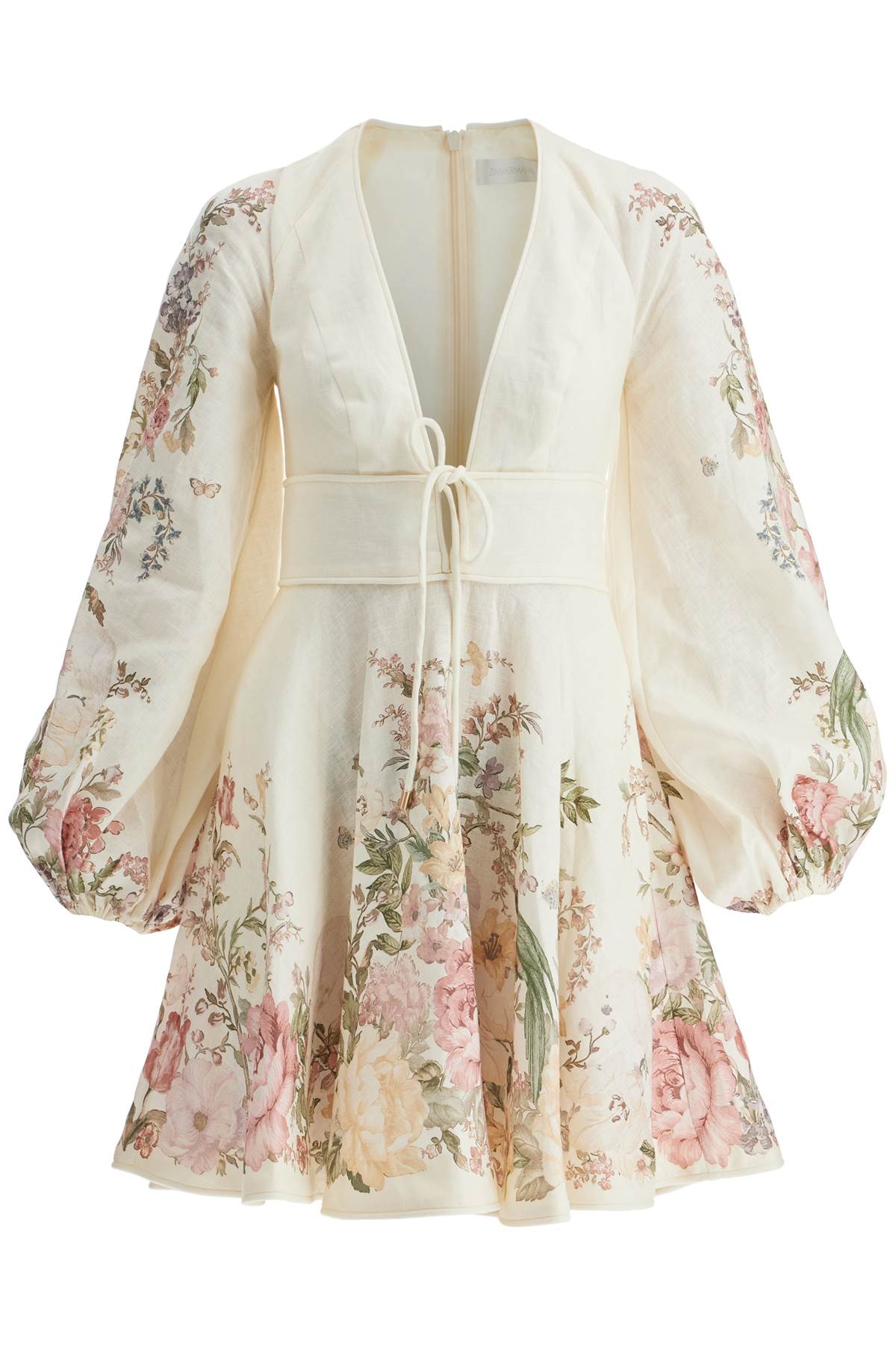 ZIMMERMANN Elegant Plunge Mini Dress with Oriental Flair