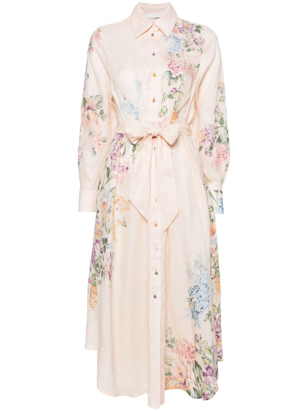 ZIMMERMANN Floral Romance Pleated Midi Dress