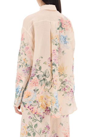 ZIMMERMANN Floral Print Oversized Shirt in Pure Ramie