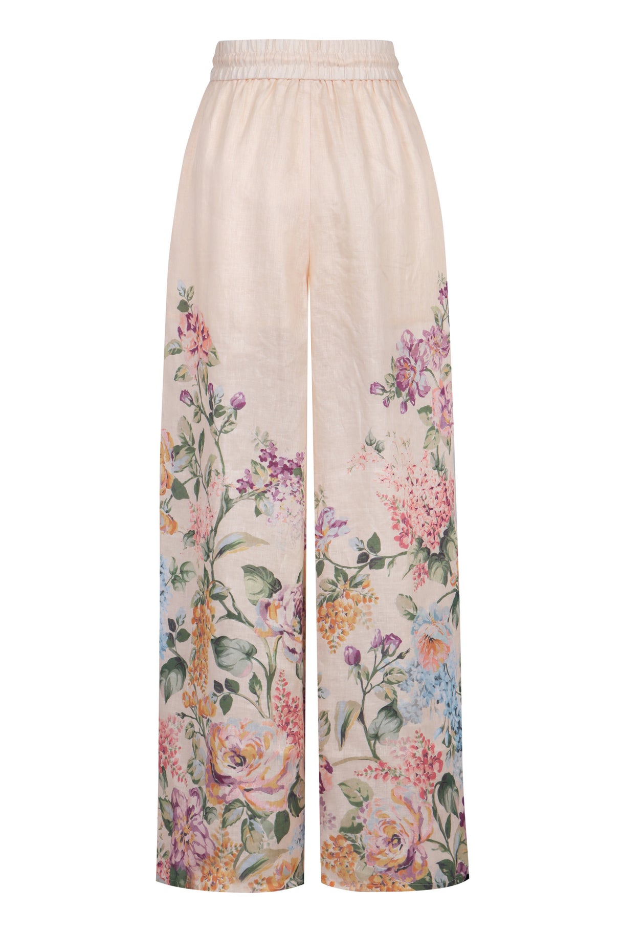 ZIMMERMANN Romantic Floral Print Linen Pants for Women - Pink