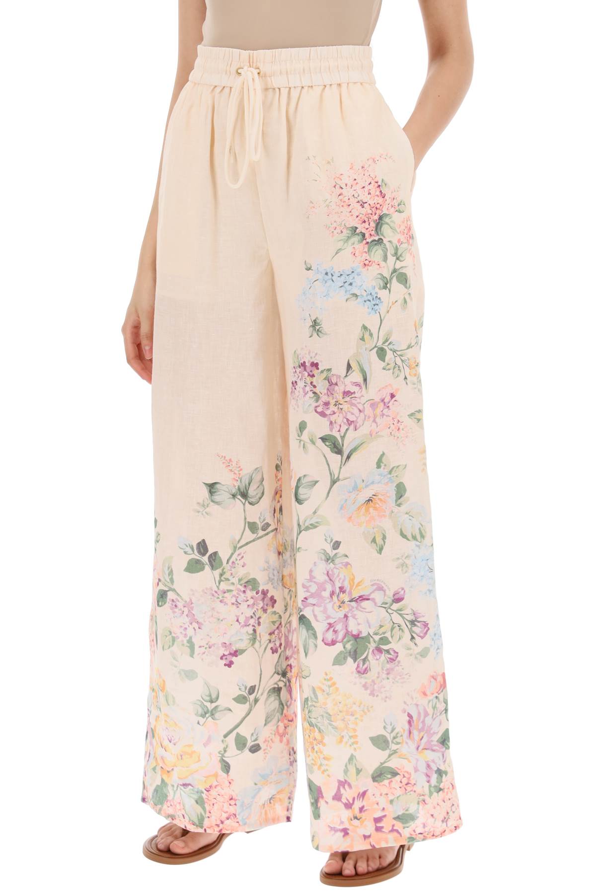 ZIMMERMANN Sunset Bloom High-Waisted Linen Pants