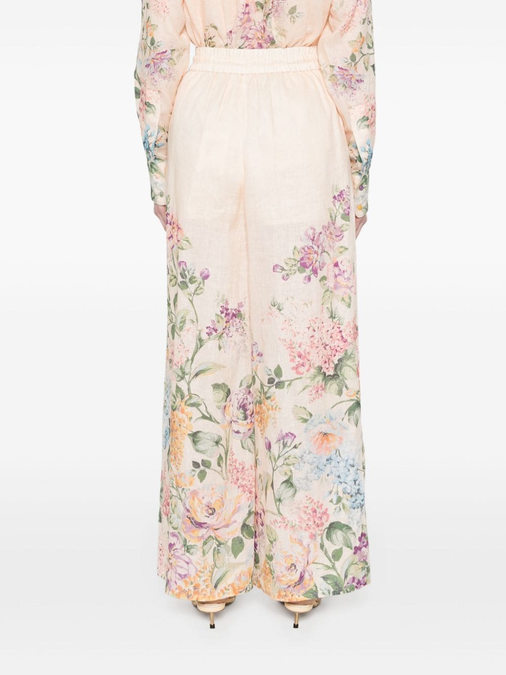 ZIMMERMANN Sunset Bloom High-Waisted Linen Pants