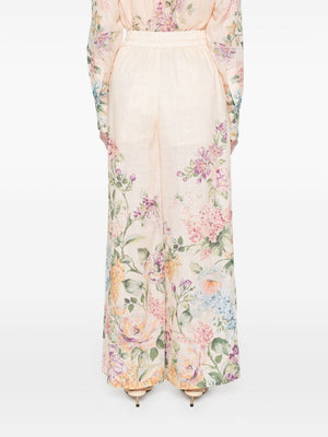 ZIMMERMANN Sunset Bloom High-Waisted Linen Pants