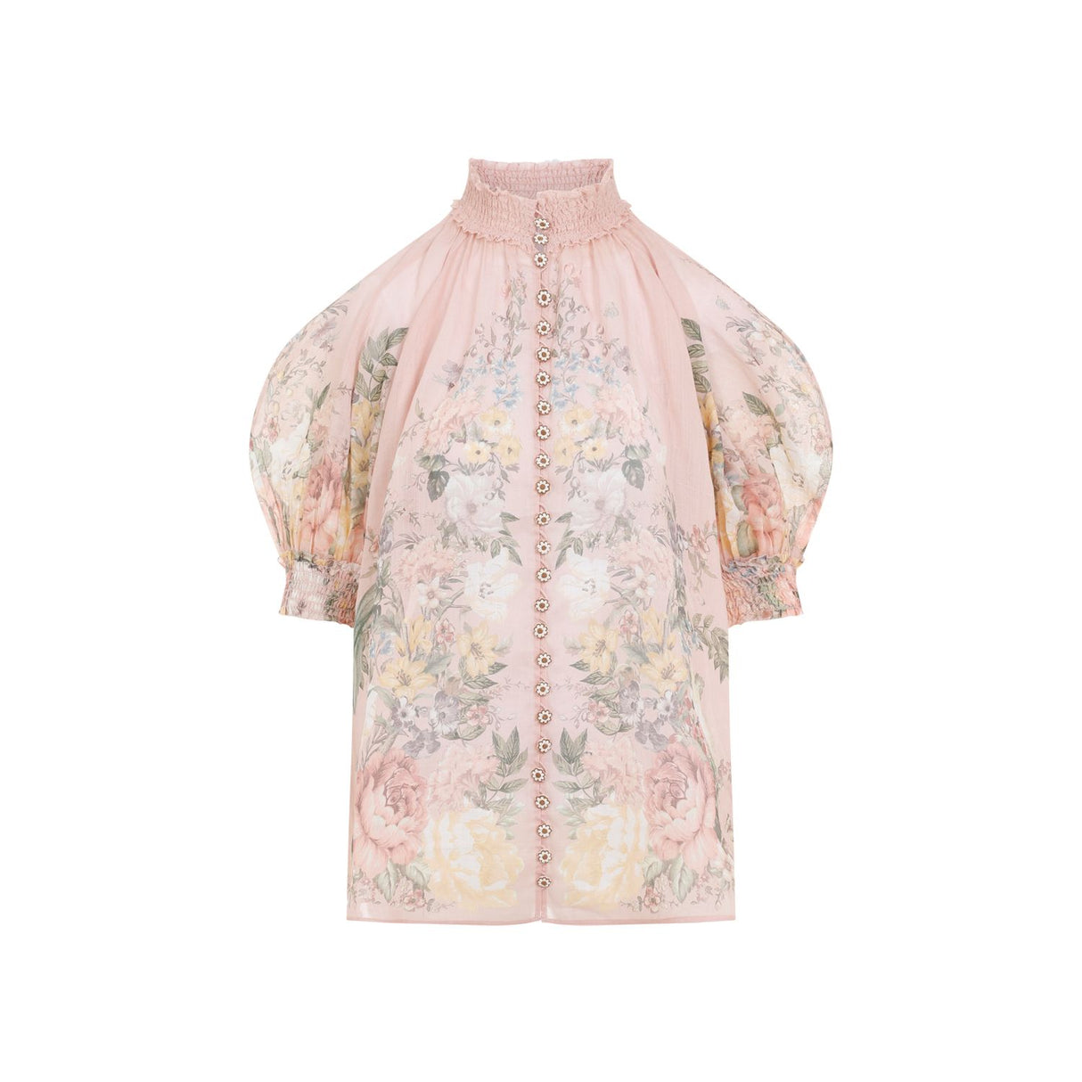 ZIMMERMANN Waverly Multicolor Short Sleeve Blouse