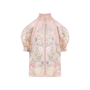 ZIMMERMANN Waverly Multicolor Short Sleeve Blouse