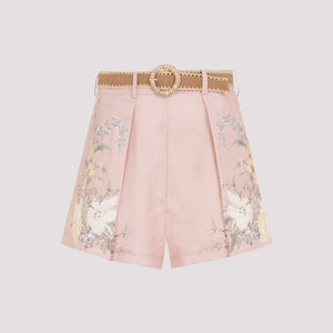 ZIMMERMANN Multicolor Linen Tuck Shorts