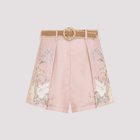 ZIMMERMANN Multicolor Linen Tuck Shorts