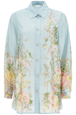 ZIMMERMANN Elegant Floral Silk Shirt in Light Blue