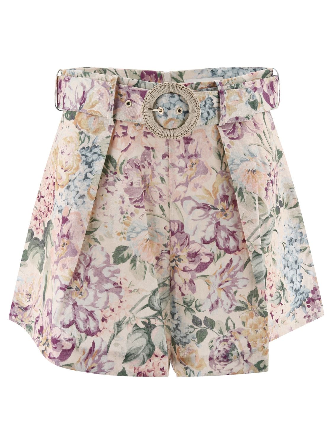 ZIMMERMANN High-Rise Watercolor Floral Linen Shorts