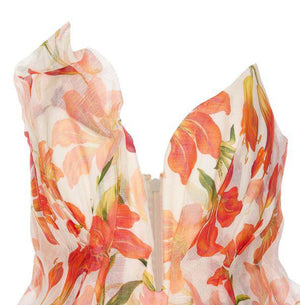 ZIMMERMANN Tranquility Draped Bodice with Red Lily Motif