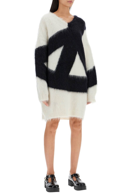 MOSCHINO COUTURE Oversized V-Neck Mini Knit Dress