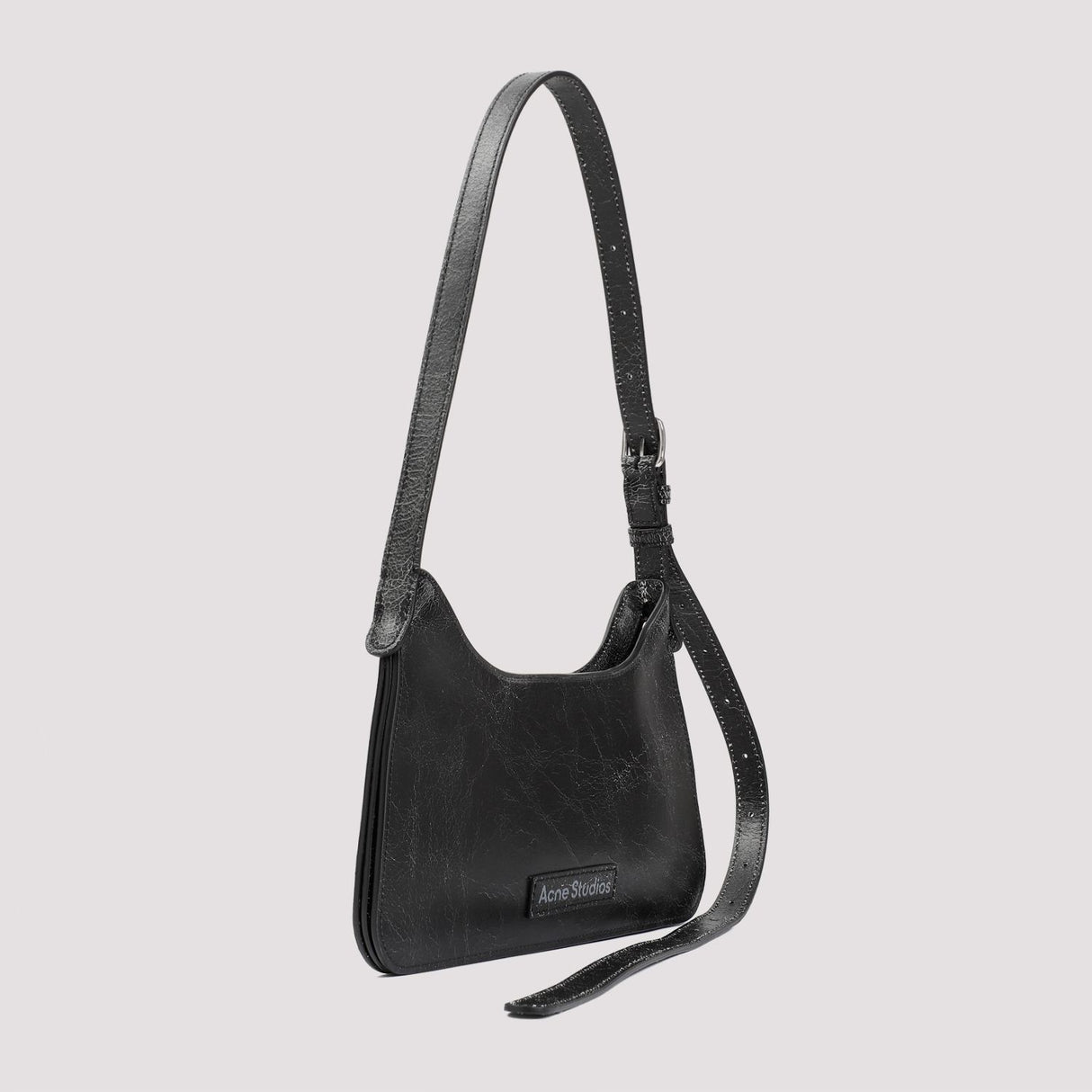 ACNE STUDIOS Sleek Mini Crackle Leather Hobo Bag