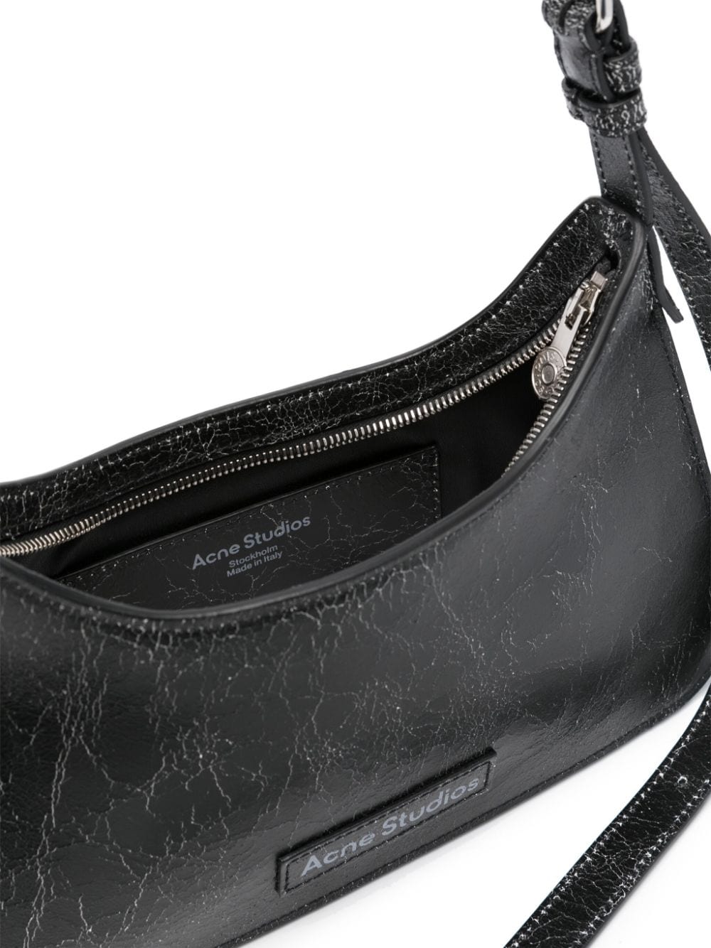 ACNE STUDIOS Sleek Mini Crackle Leather Hobo Bag