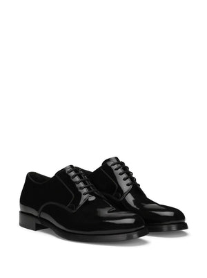 DOLCE & GABBANA Classic Black Leather Derby Dress Shoes for Men