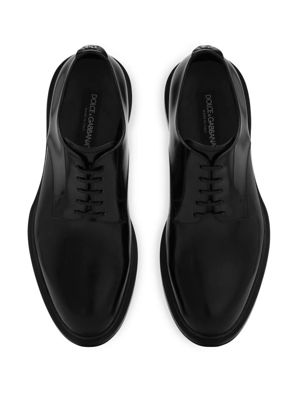 DOLCE & GABBANA Elegant Black Leather Derby Dress Shoes