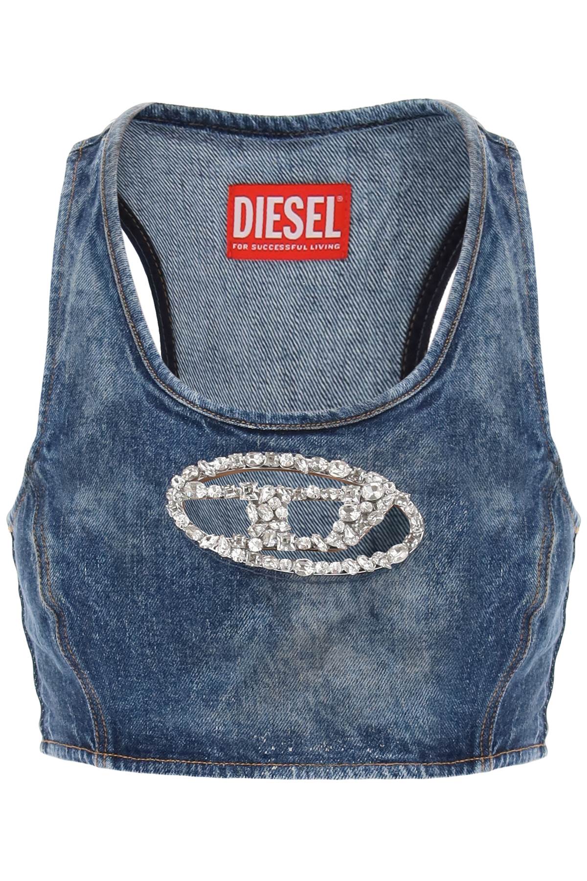 DIESEL Navy Cotton Blend Top for Women - SS24 Collection