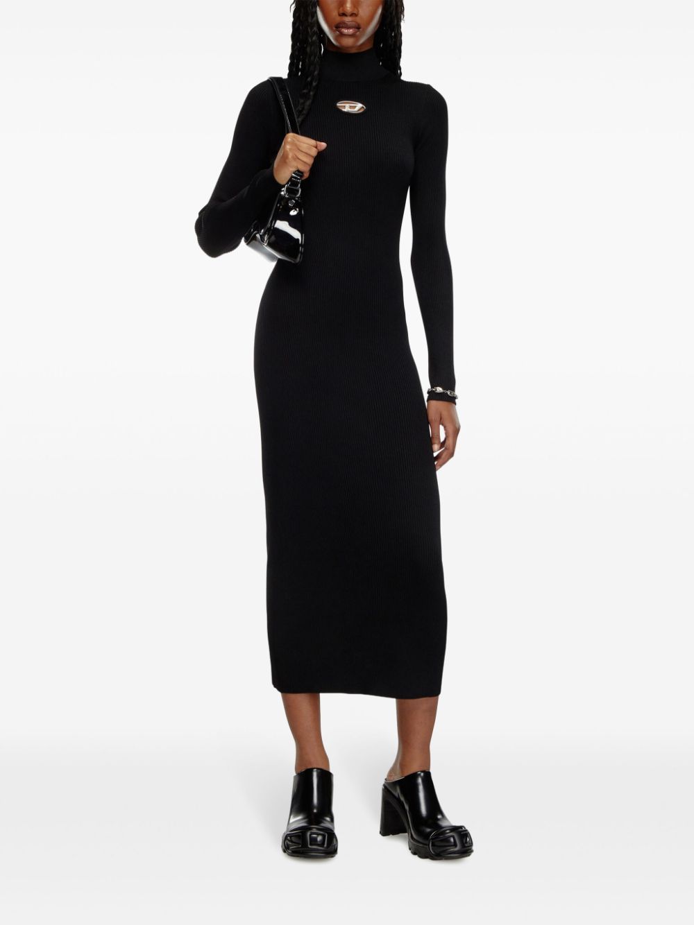 DIESEL Ribbed Knit Bodycon Dress with Cut-Out Detailing