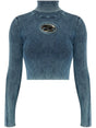 DIESEL Cropped Roll Neck Sweater with Cut-Out Detail