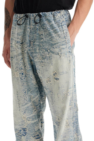 DIESEL Distressed Denim Jacquard Pants - Size L