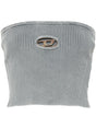 DIESEL Light Grey Cotton Knit Sweater with Cut-Out Detailing