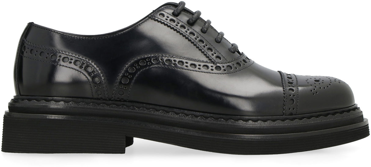 DOLCE & GABBANA Men's Formal Black Leather Oxford Shoes for FW23