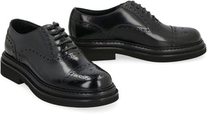 DOLCE & GABBANA Men's Formal Black Leather Oxford Shoes for FW23