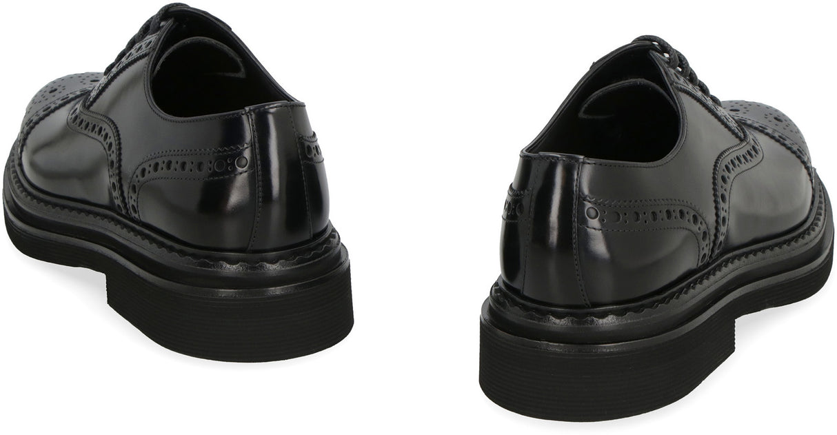 DOLCE & GABBANA Men's Formal Black Leather Oxford Shoes for FW23