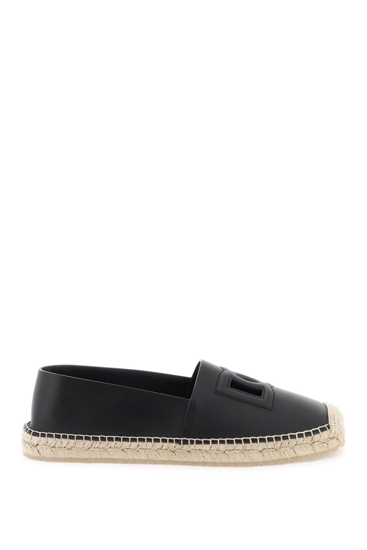 DOLCE & GABBANA Men's Black Embossed Leather Espadrilles for SS24