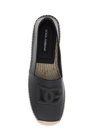 DOLCE & GABBANA Men's Black Embossed Leather Espadrilles for SS24