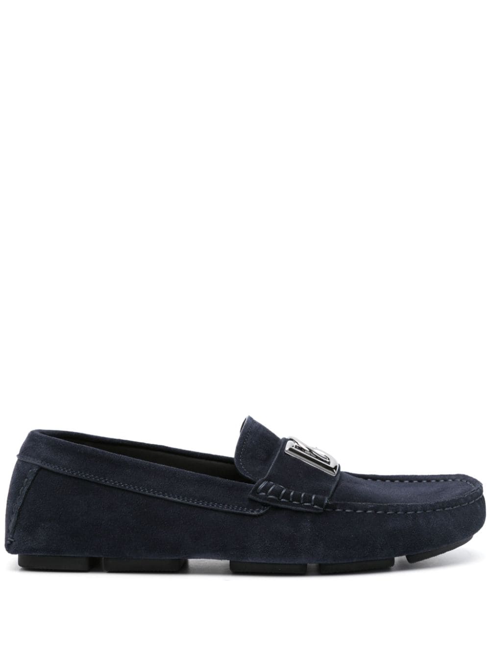 DOLCE & GABBANA Midnight Blue Suede Slip-Ons for Men