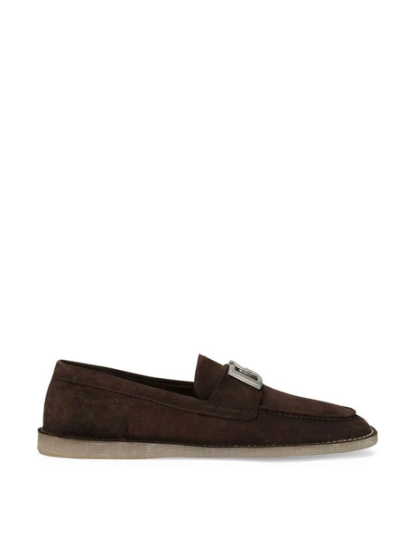 DOLCE & GABBANA DG Logo Plaque Suede Loafers for Men - FW24