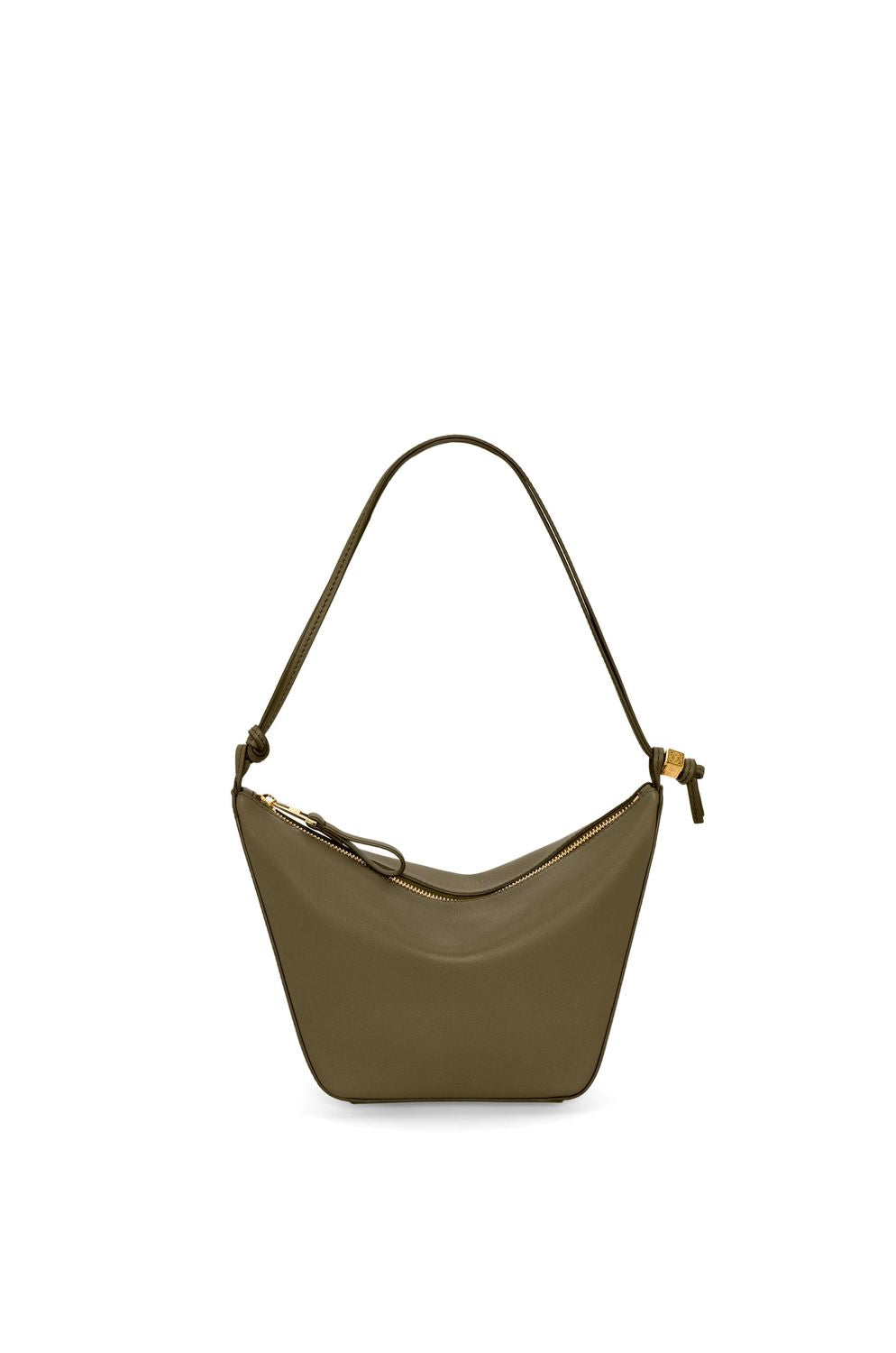 LOEWE Mini Hammock Hobo Shoulder Bag in Brown Calfskin with Knot Detail, 17x28x9.5 cm