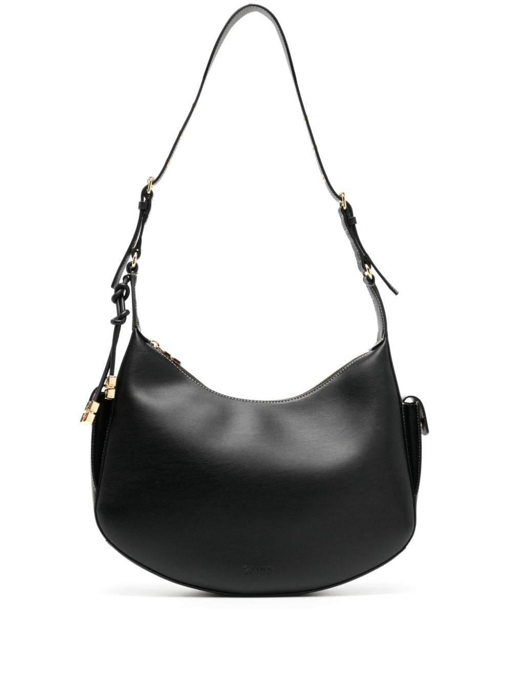 GANNI Mini Half Moon Handbag with Elegant Gold Accents